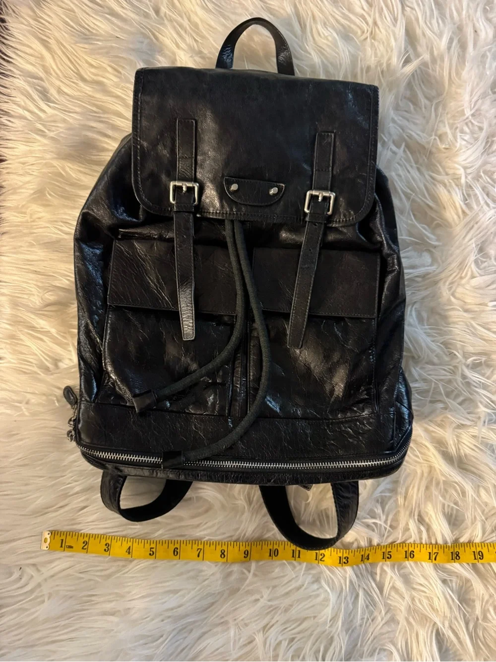 Balenciaga Black Leather Backpack